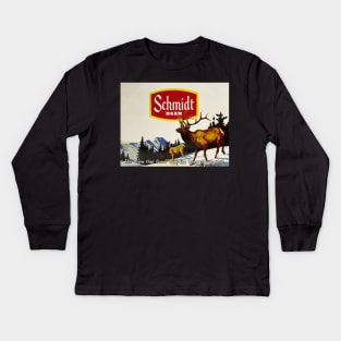 Schmidt Beer Deer Hunting Vintage Retro Buck Kids Long Sleeve T-Shirt